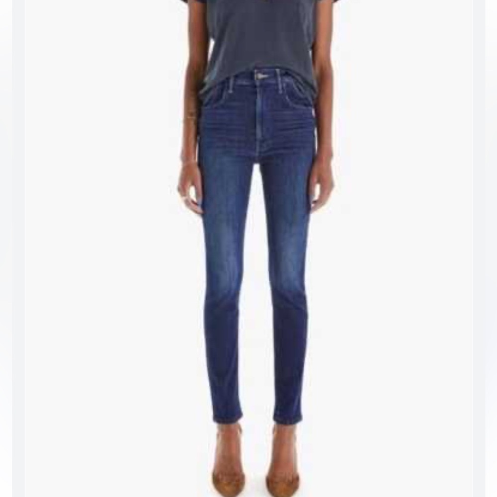 MOTHER The Super Swooner Skinny Jeans In Here Kitty Kitty Blue Size 30